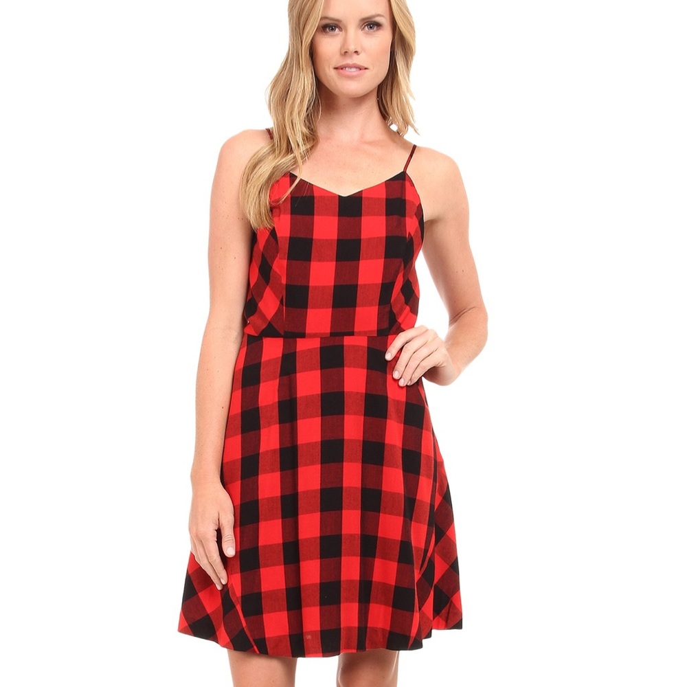 NWT Kensie Red Buffalo Check Dress - Picture 1 of 7